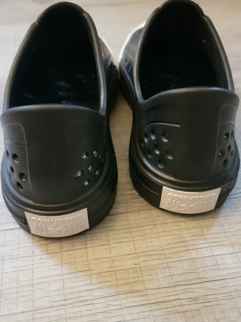 Converse Kids Black Slip-On Rubber Sandals with White Toe Caps